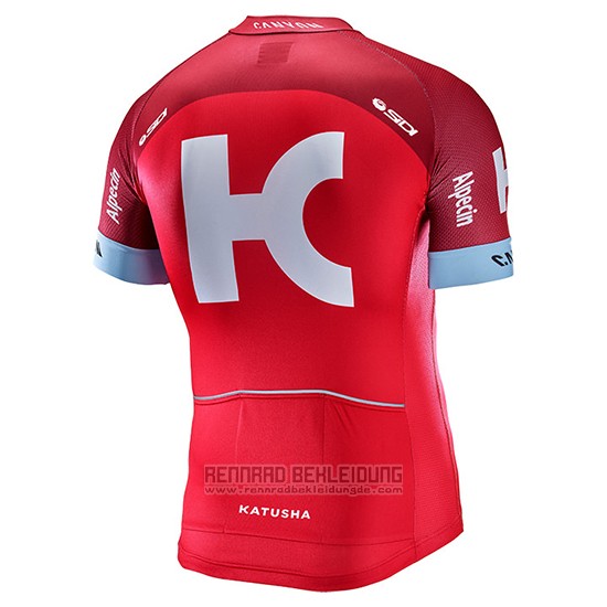 2017 Fahrradbekleidung Katusha Alpecin Rot Trikot Kurzarm und Tragerhose - zum Schließen ins Bild klicken